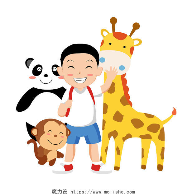 儿童动物开学季素材新年手绘卡通2022年插画png动物开学季元素